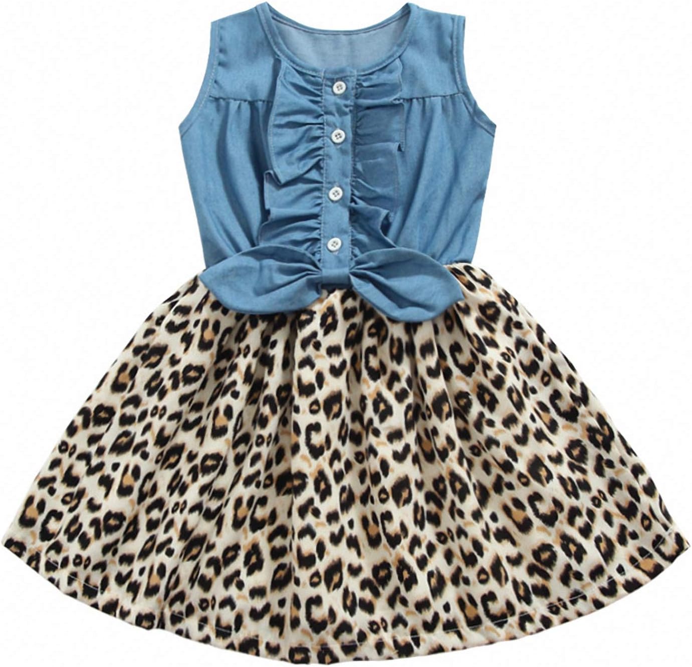 Girls Dress, Princess Dresses Sleeveless Denim Tops Floral Tutu Skirts