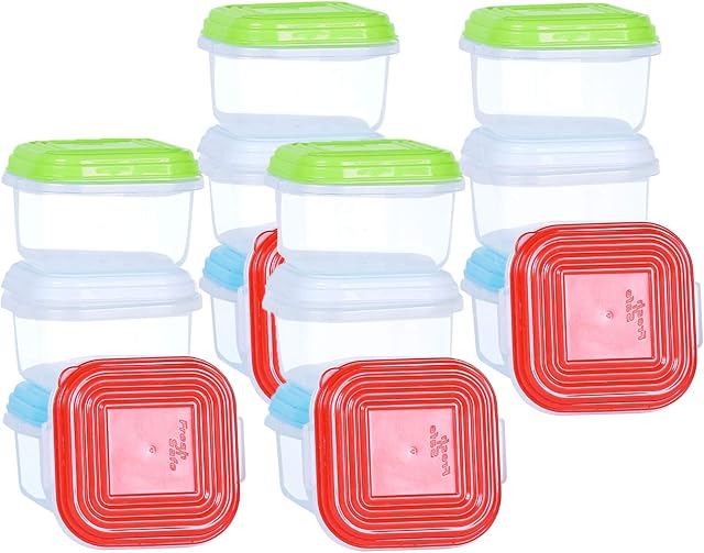 Neez Small Baby Food Storage Containers with Lids Plastic Airtight Sauce Spices Container Pots Set of 16 x 120ml