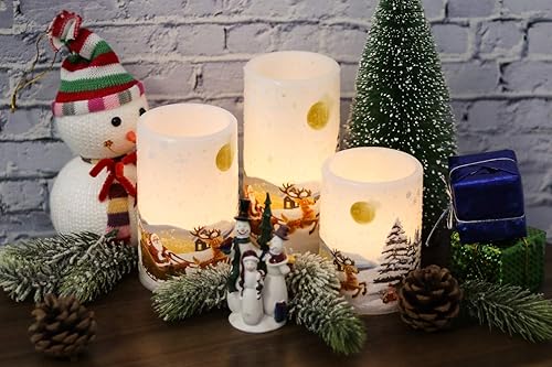 Miniatura 7 de Velas sin llama GenSwin de Navidad con muñeco de nieve, parpadeantes, funcionan con pilas, con temporizador