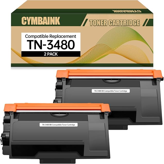 cymbaink Not OEM TN-3480 Compatible Toner Cartridge Replacement for Brother DCP-L5500DN, DCP-L6600DW;HL-L5000D, HL-L5100DN, HL-L5200DW; MFC-L5700DN, MFC-L5750DW, MFC-L6800DW Printers; Black*2 Pack