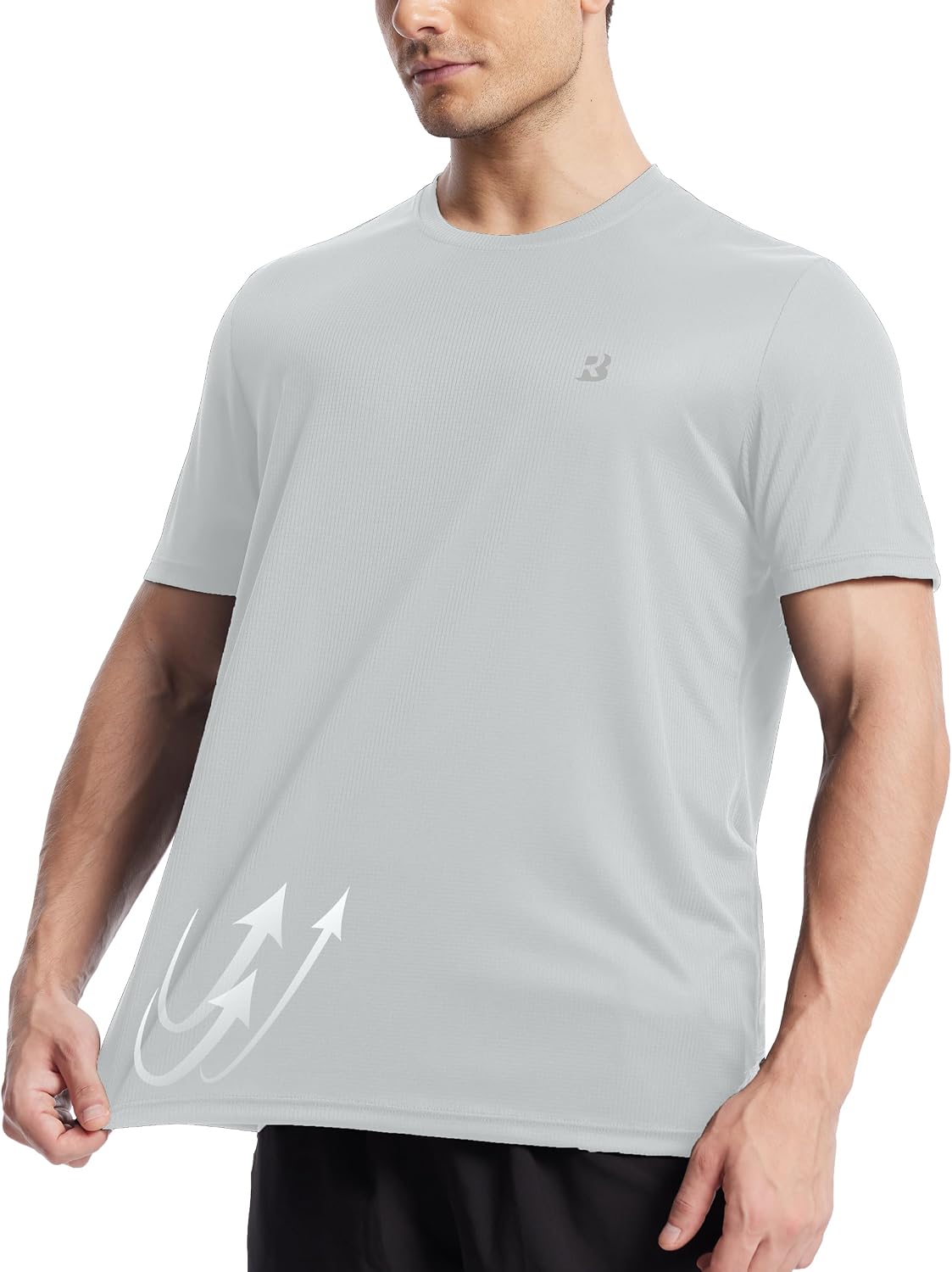 Roadbox Men's UPF 50+ Swim Shirts, UV Sun Protection Rash Guard Short Sleeve, Surfing Hiking Fishing Beach Quick Dry T-Shirts