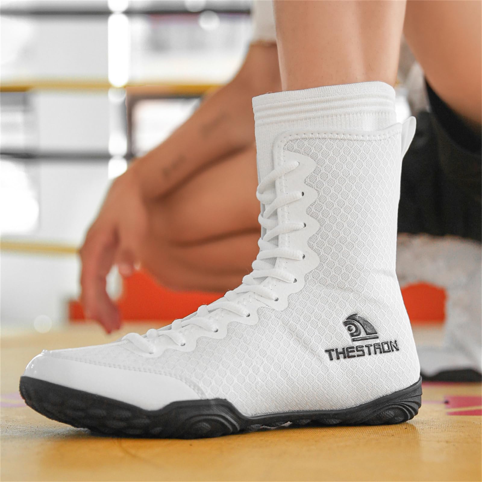 Zapatos De Boxeo Hombre, Botas De Lucha Libre Botas Antideslizantes para Entrenamiento Cruzado En Interiores Botas Deportivas Ligeras