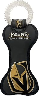 Pets First NHL LAS Vegas Golden Knights Dental Dog TUG Toy with Squeaker. Tough PET Toy for Healthy Fun, Teething & Cleaning Pet's Teeth & Gum., one Size (LVK-3310)