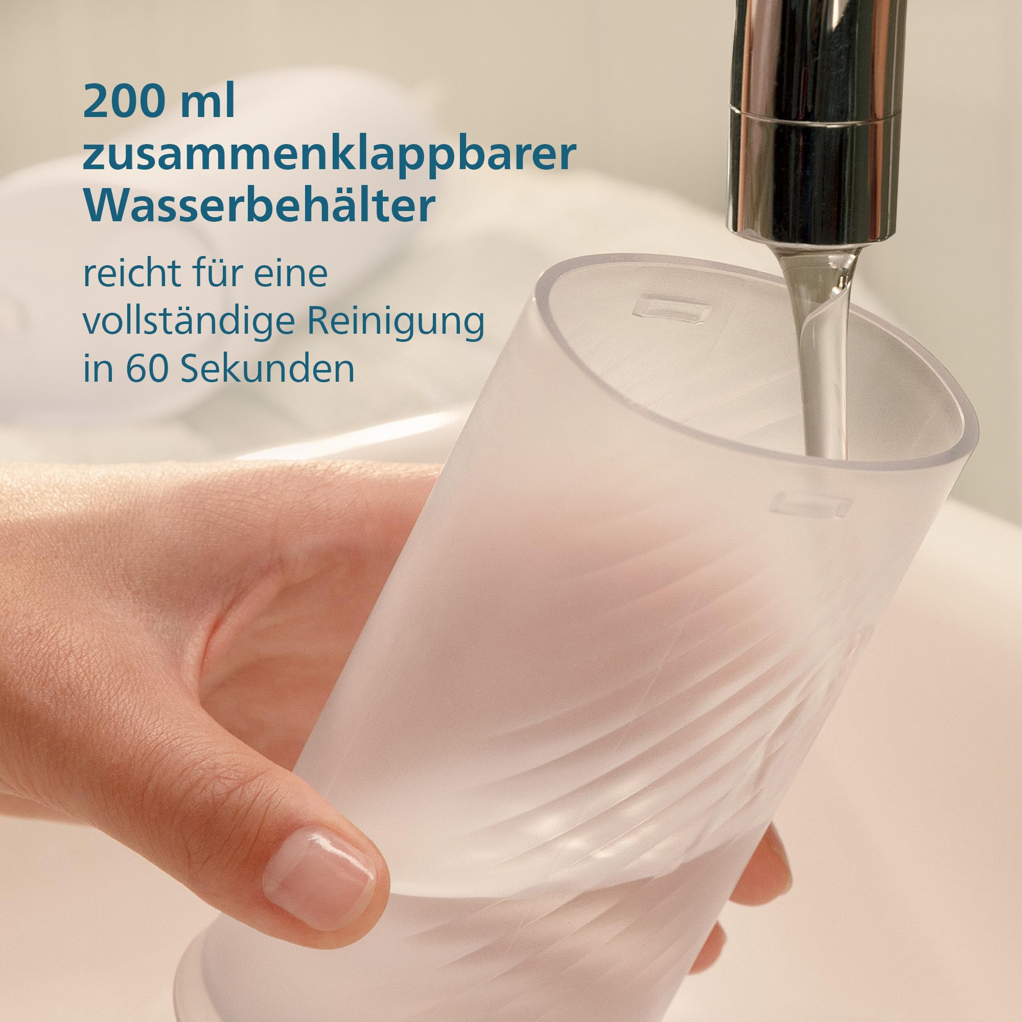Philips Sonicare Compact Flosser 1000, tragbare Munddusche mit 3 Reinigungsprogrammen, IPX7 wasserdicht, reisefreundlich, Blau, Modell HX3333/24