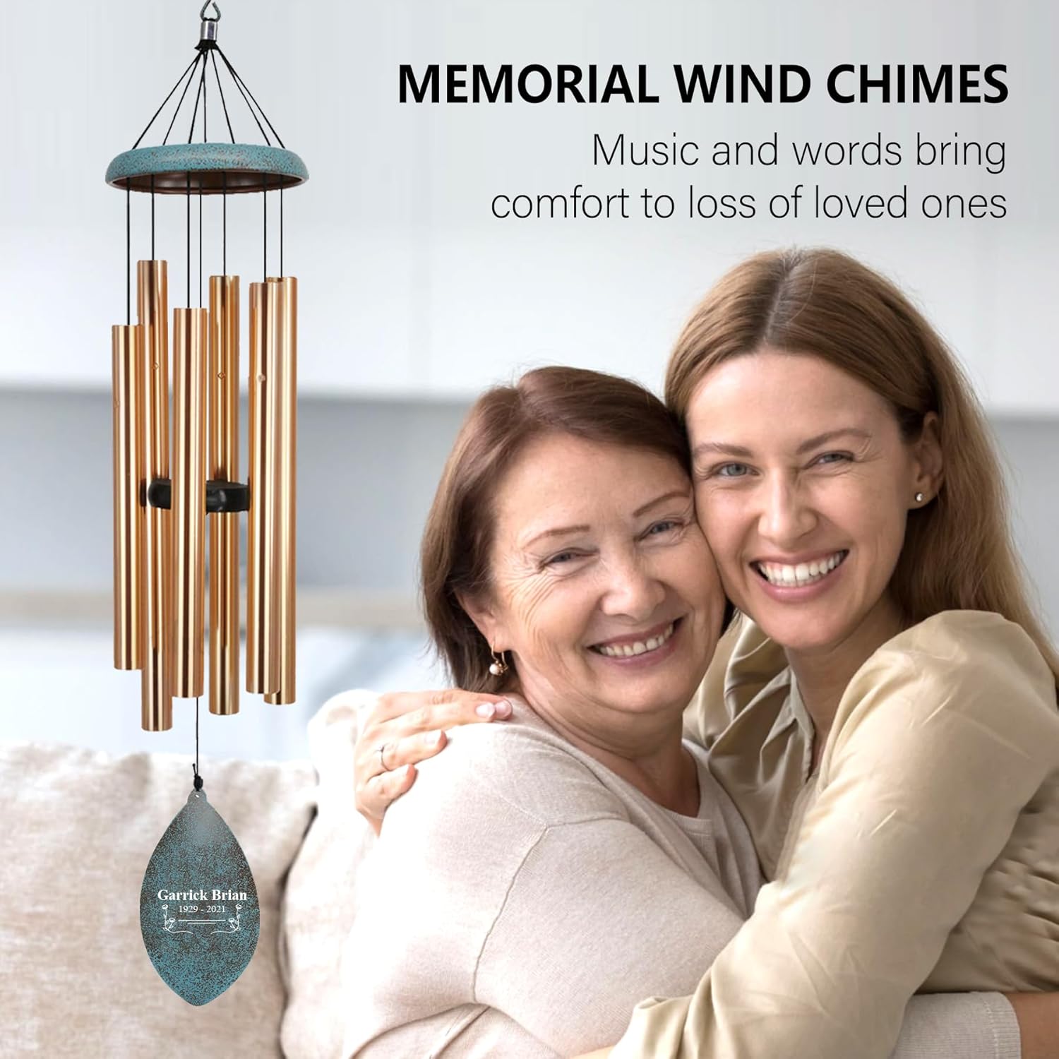 ASTARIN Personalized Name 35" Memorial Wind Chimes for Outside, Metal Sympathy Gifts for Loss of Mother Father Loved One, Bereavement Wind Chime in Memory Gift, Decor Outdoor Garden Patio