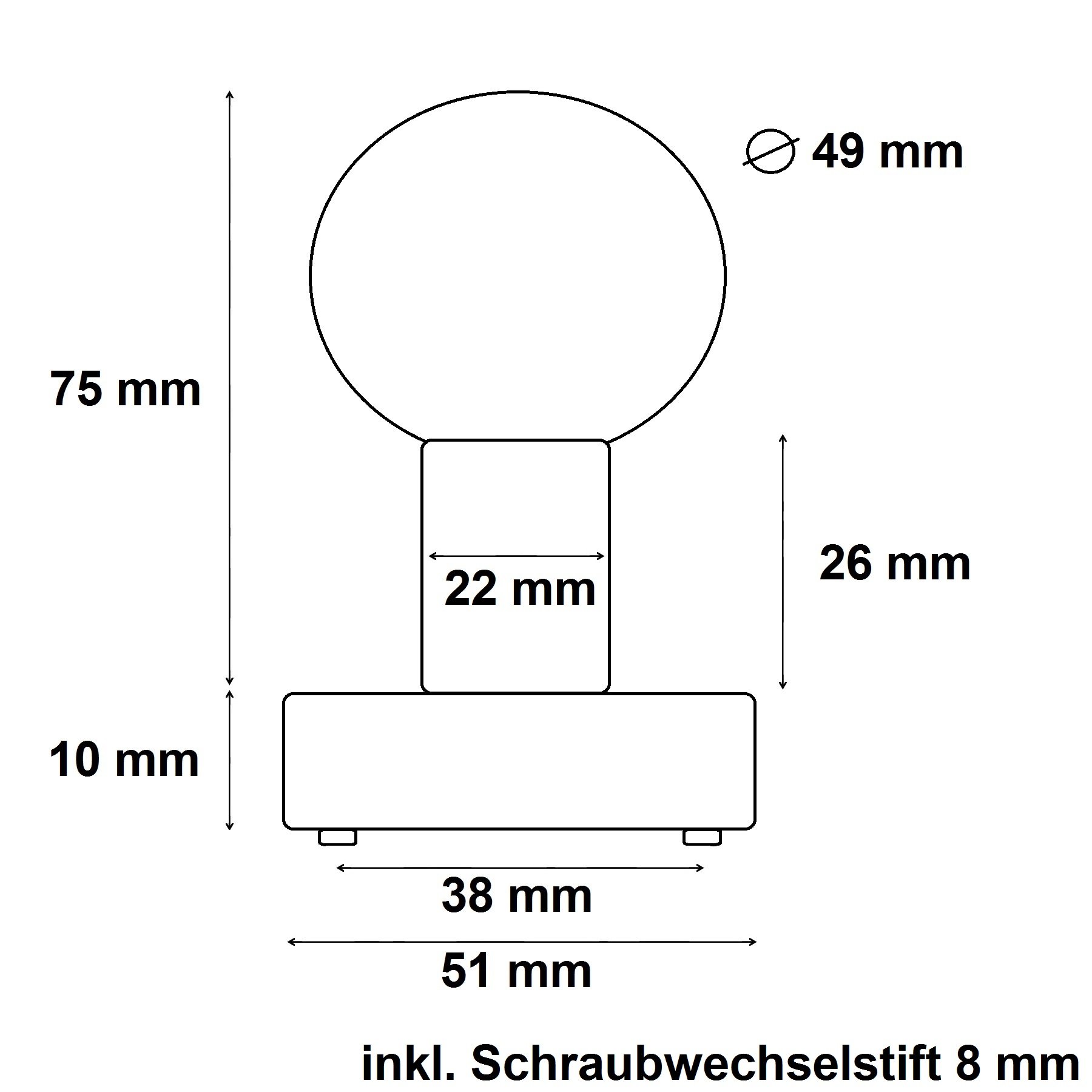 Pomello a sfera New Orleans, acciaio INOX V2A opaco, per porte d'ingresso con 72 mm di distanza