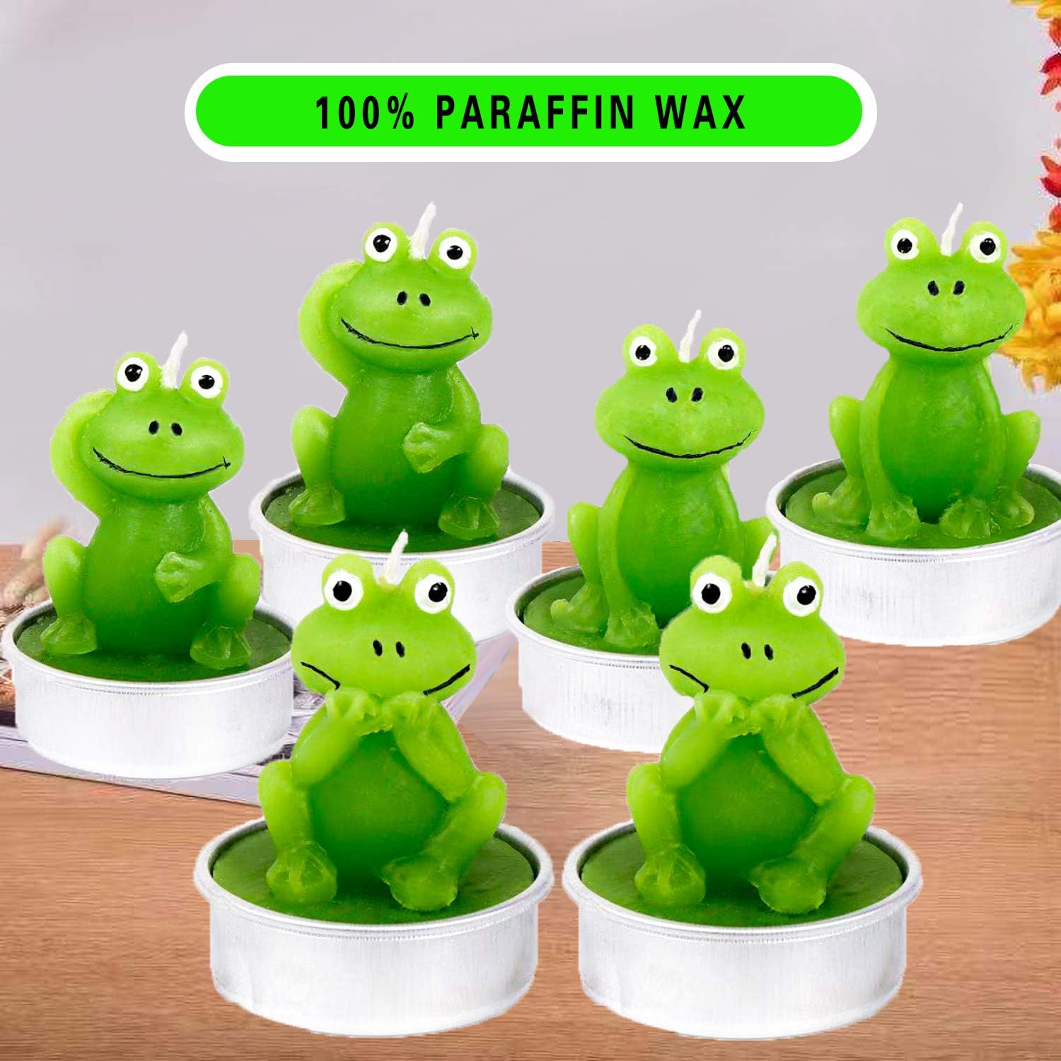6 Pcs Happy Frog Tealight Candles, Cute Animal Tea Light Candles