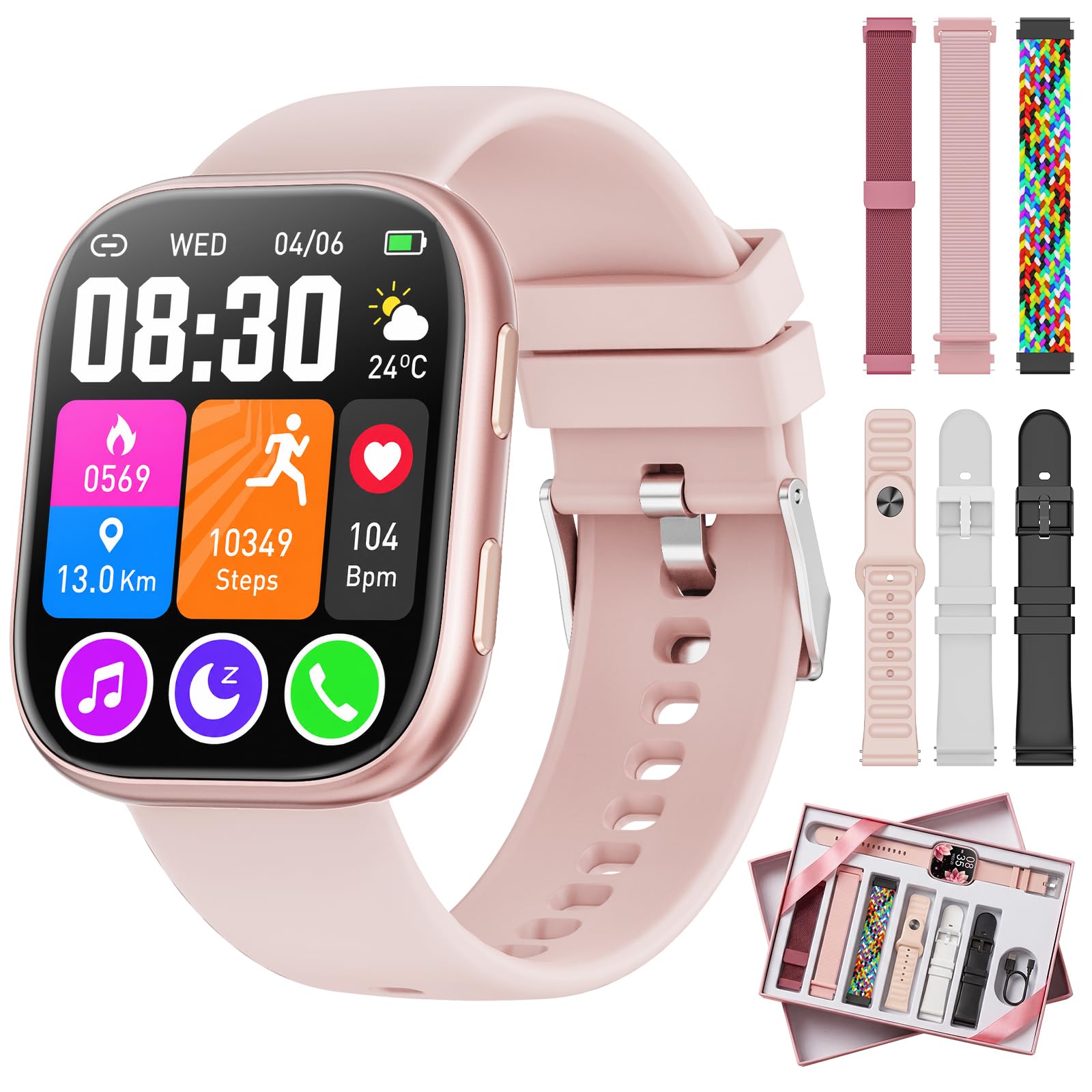 Mingtawn 7 Interchangeable Bands Smart Watches for Women Men,1.83