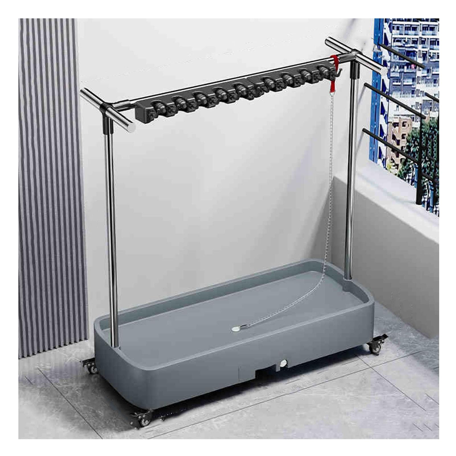 Mopp- und Besenregal, abnehmbarer Besen-Organizer, Aufbewahrung, Werkzeugregal mit Haken und Schlitzen für Zuhause, Küche, Garten, Wäsche, Garage