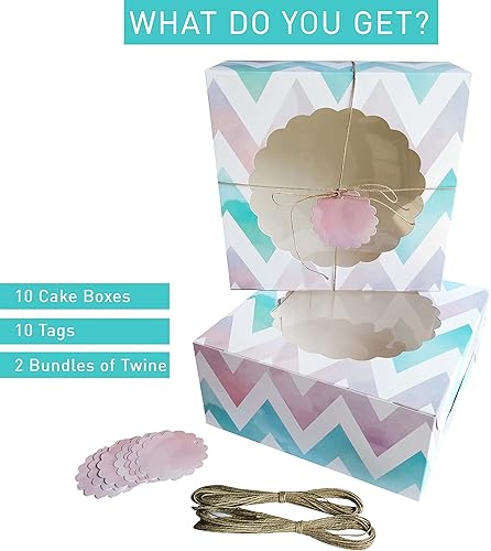 Miniatura 2 de mudrit Cajas para pasteles con ventana 10 cajas de panadería para pasteles, donas, brownies, tartas, pasteles y galletas de Navidad tamaño 10x10x5