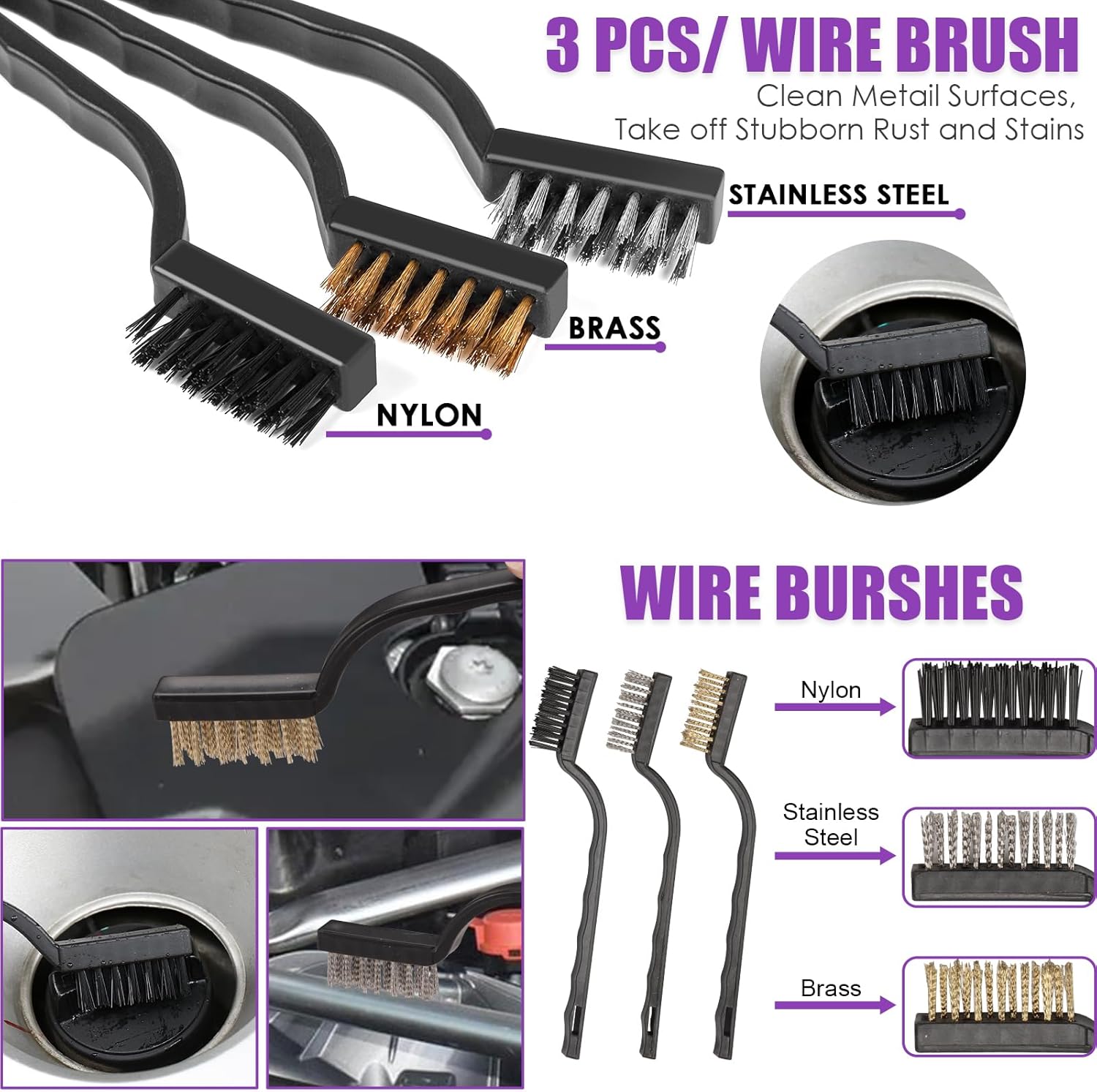 Viewsun Windshield Cleaner Tool, 17Pcs Purple Car Interior Cleaning Kit, Detailing Kit Cleaner, Detailing Brush, Cleaning Gel, Inside Cleaning Supplies Accessories for Trucks, SUVs, RVs Window - Image 7