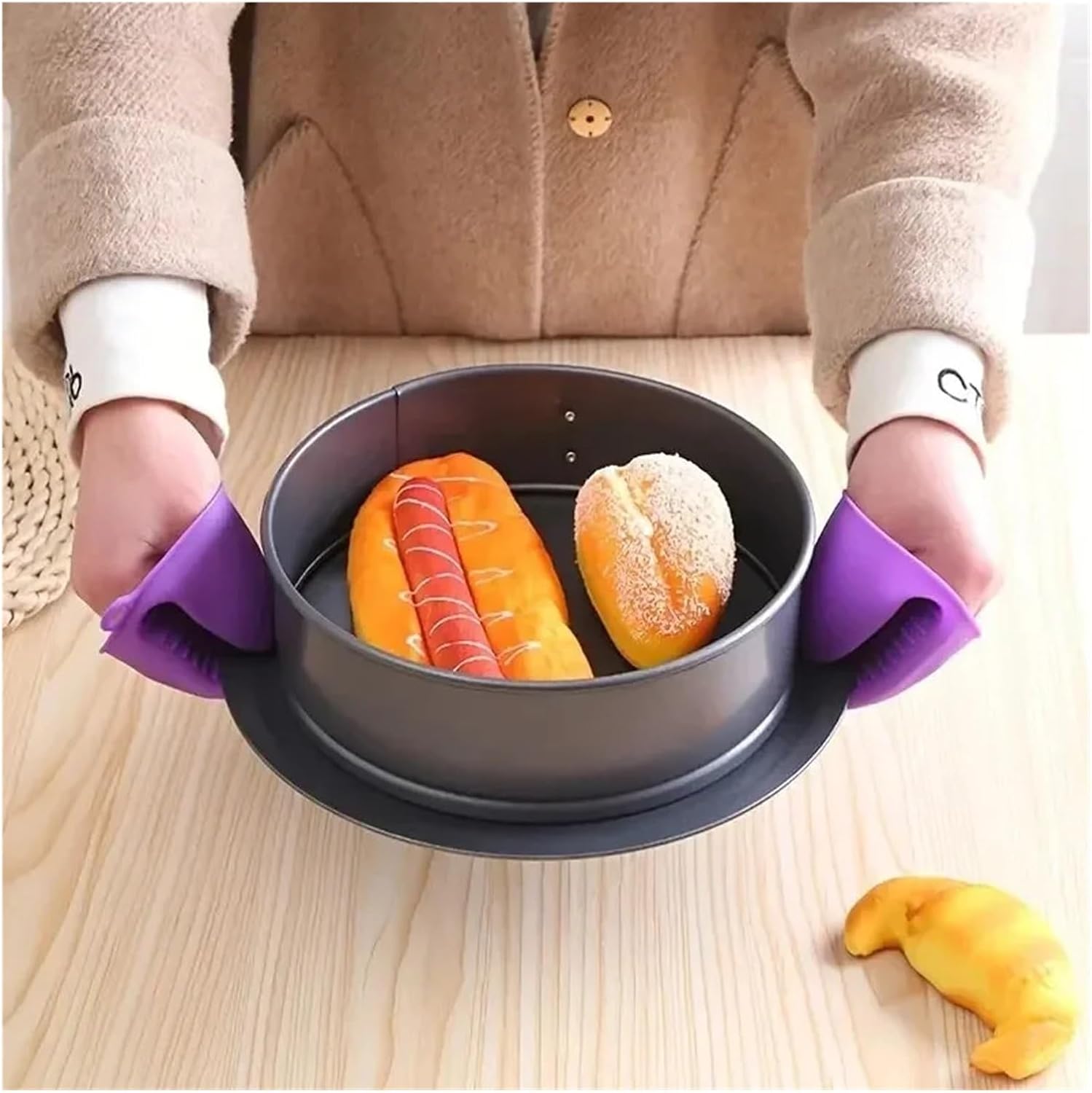 Thicken Silicone Oven Mitts, 2Pcs Heat Insulation Anti Slip Pot Clips Kitchen Gloves(2pcs-red)