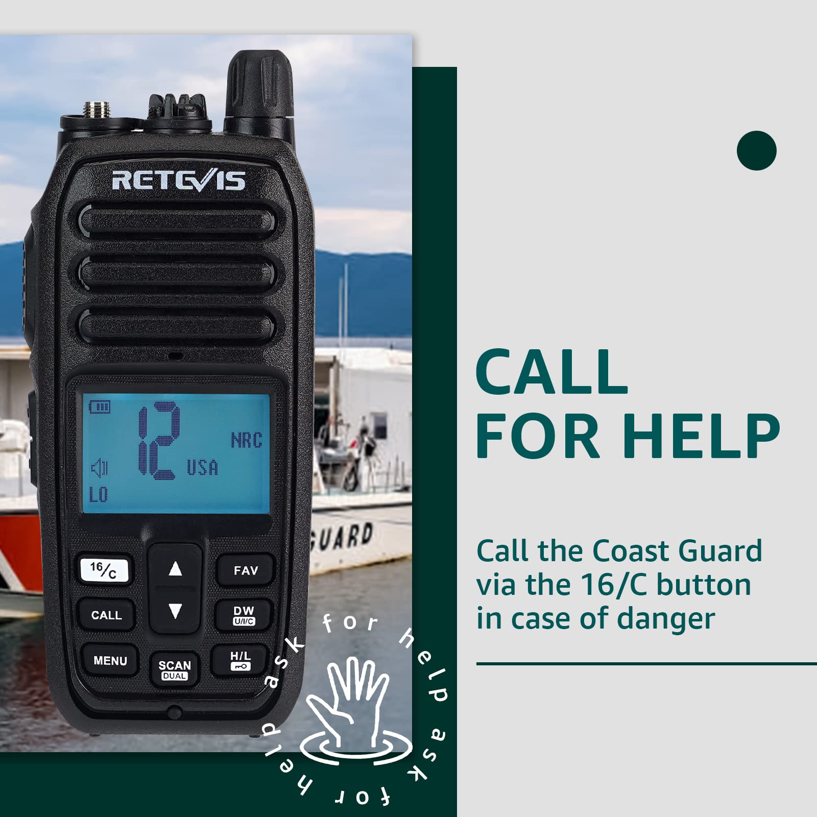 Retevis RM21 Radio Marina Palmare Walkie Talkie Impermeabile IP67 Riduzione Intelligente del Rumore AI 88 Canali