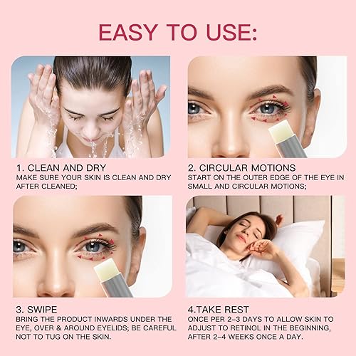 Miniatura 4 de Barra de ojos de retinol, crema de ojos de retinol con péptidos y ácido hialurónico para ojeras e hinchazón, crema para debajo de los ojos