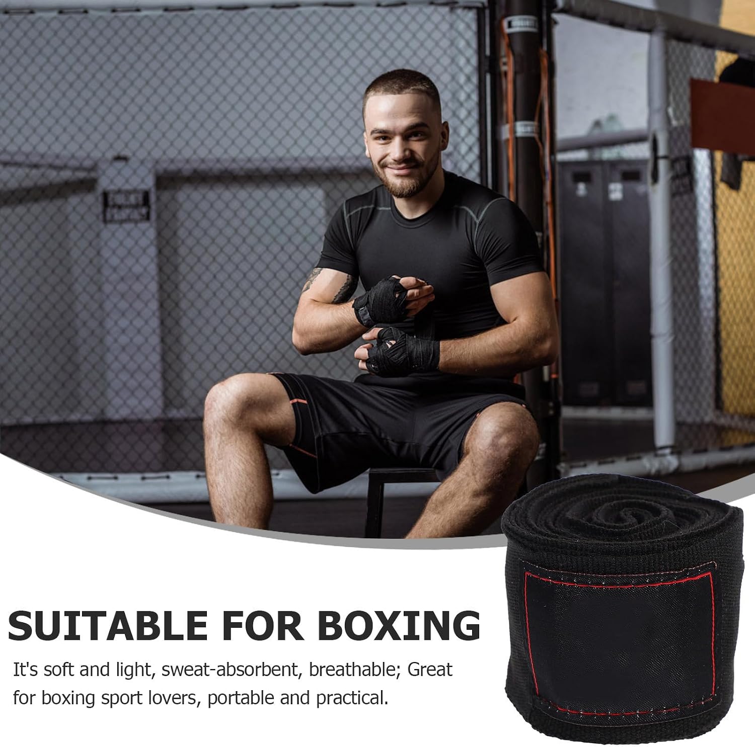 2 Rolls Cotton Boxing Hand Wraps Fast Drying and Sweat-Absorbent Features, Professional Wrist Support Bandages for Fitness and Boxing Training