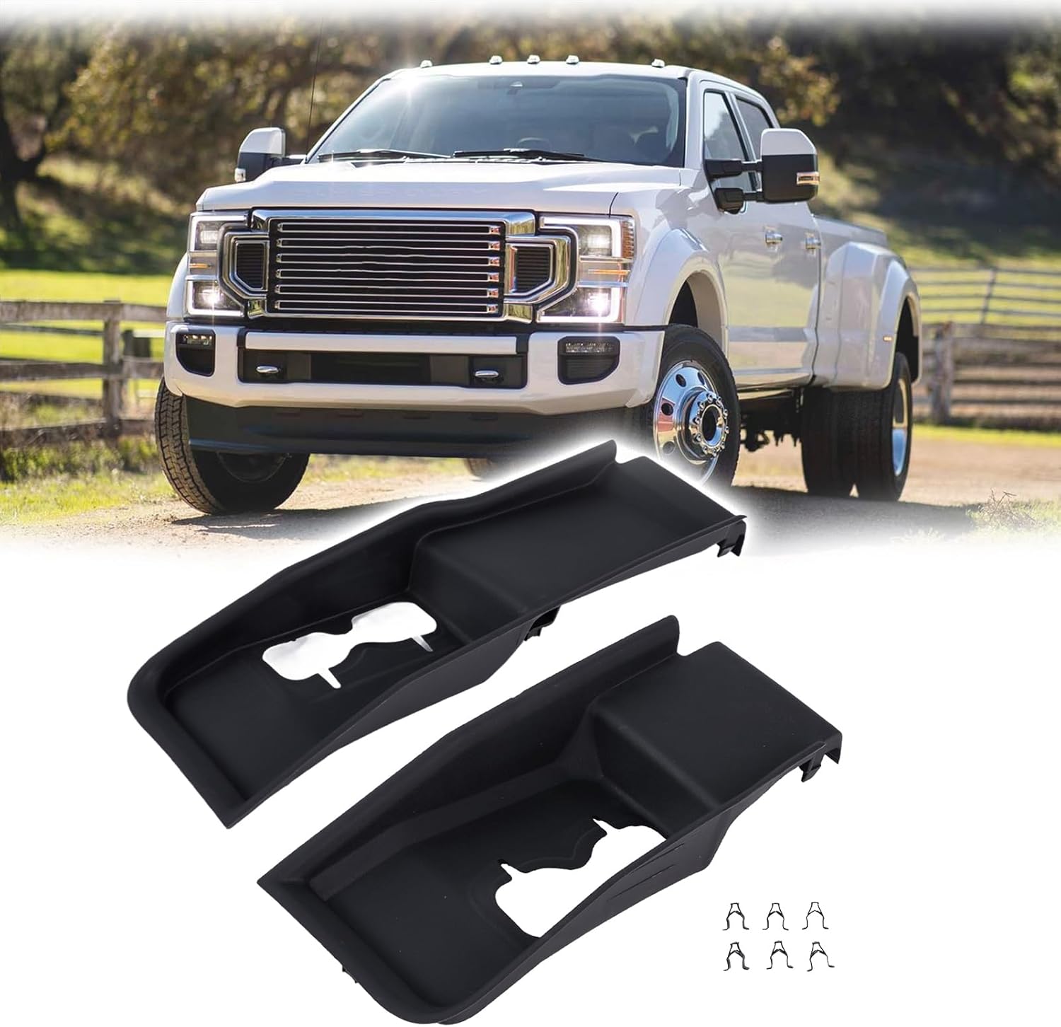 Front Left & Right Plastic Tow Hook Bezel 2Pcs LC3Z8311E LC3Z8310G FO1038222 FO1039221 fit for Ford F-250 F-350 Super Duty 2020-2022