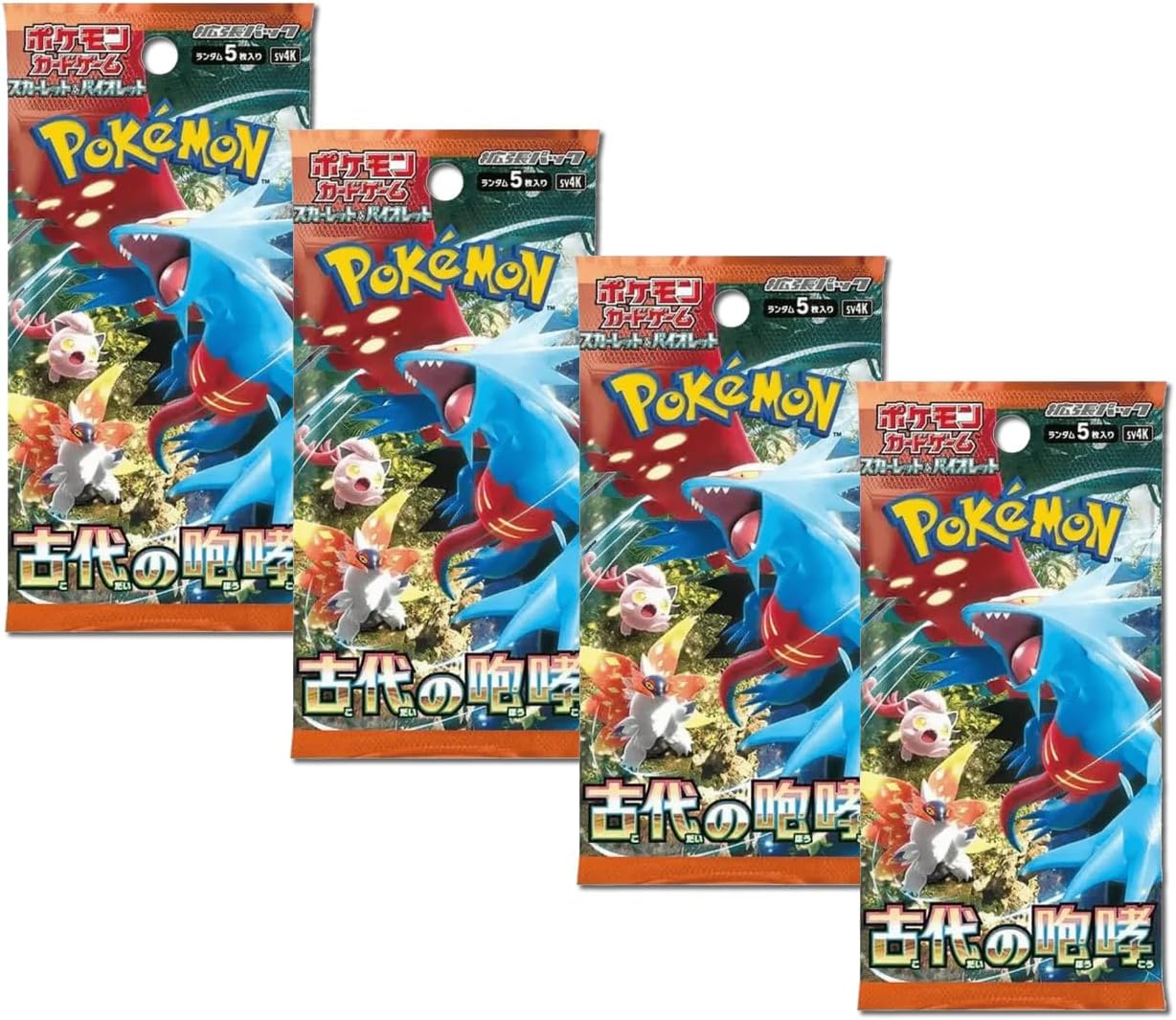 Pokemon TCG Ancient Roar Booster Packs x4 Japanese Pokemon Paradox Rift Packs Japanese Pokemon Cards Japanese Pokemon Booster Paradox Rift Booster