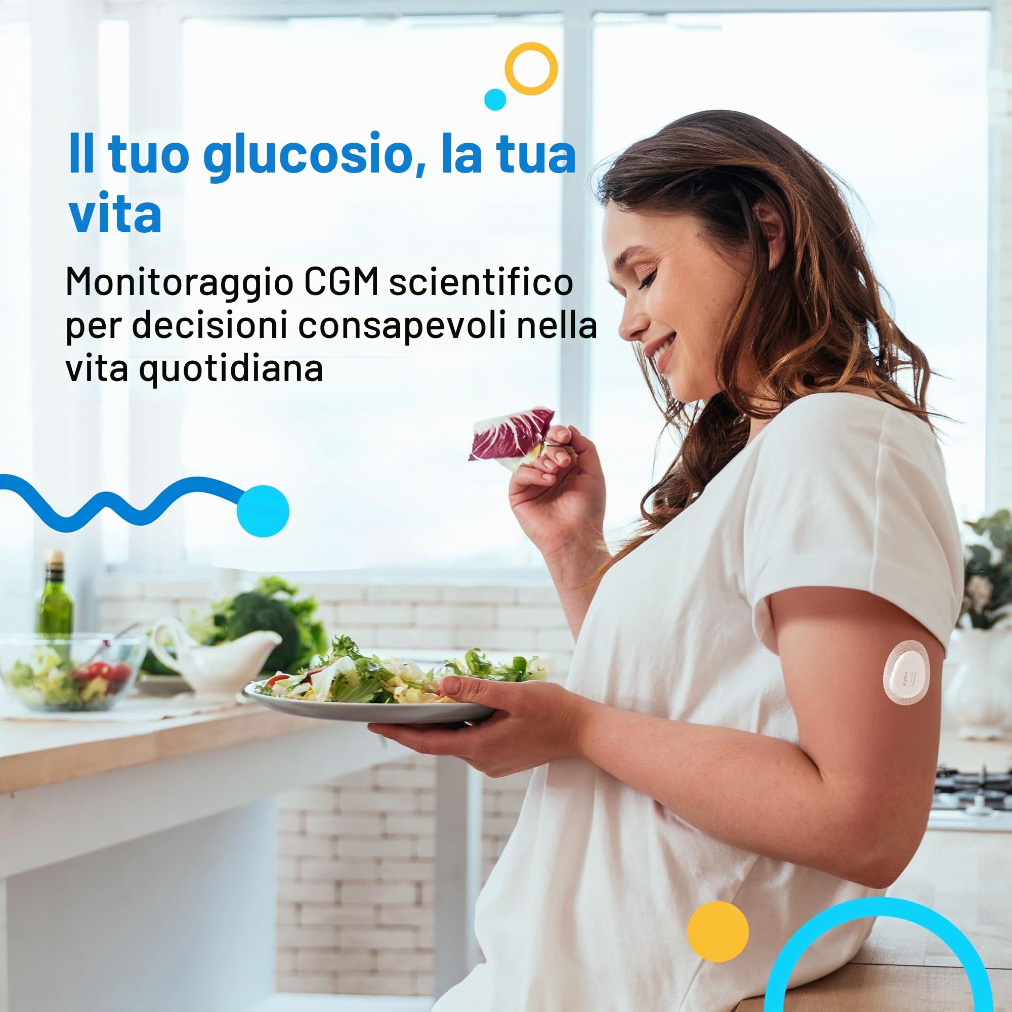 Connect Sistema di Monitoraggio Continuo del Glucosio – Trasmettitore e 2 Sensori (28 Giorni) | Glucometro Senza Puntura con Avvisi Intelligenti e Condivisione Dati