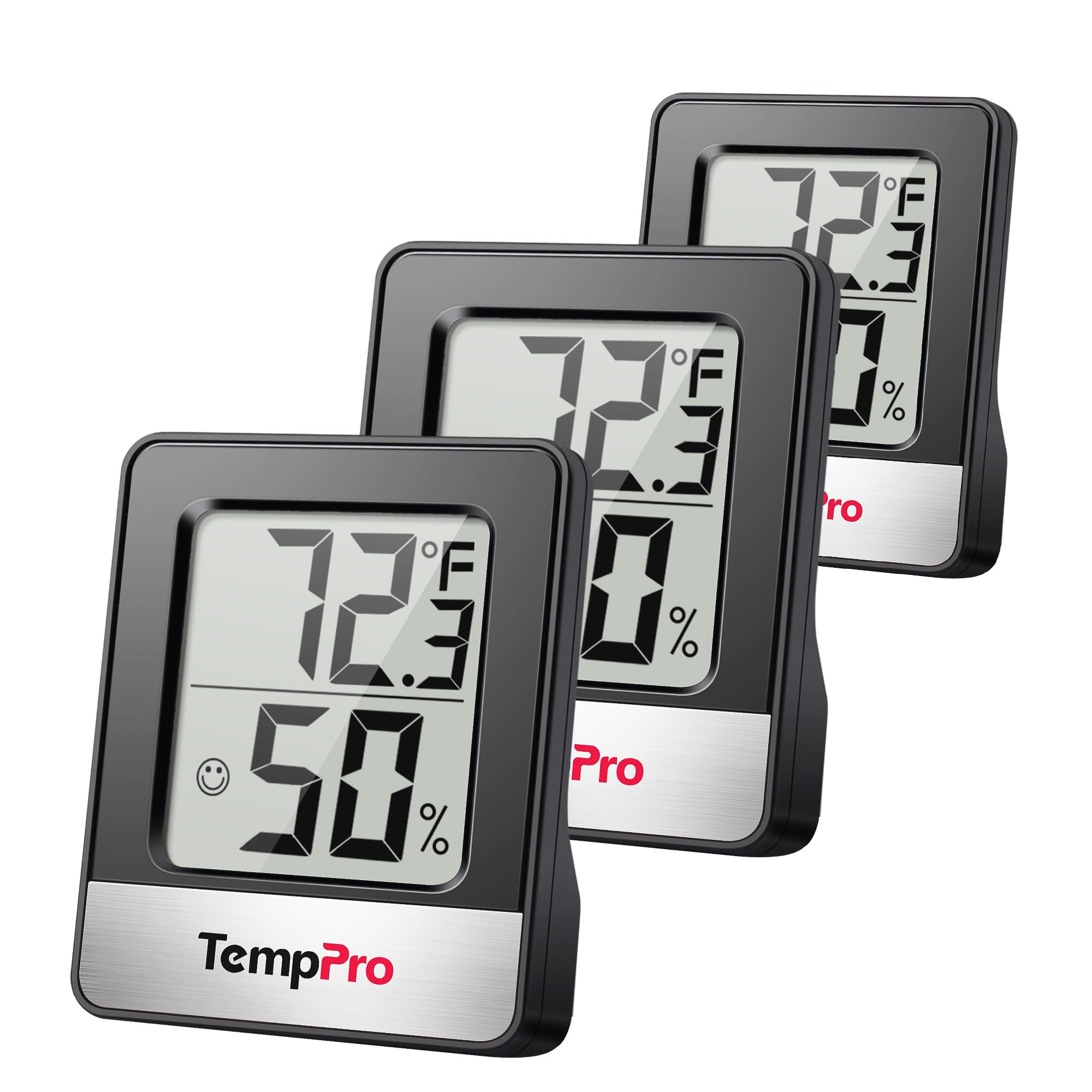 ThermoPro TP49 3 Pieces Digital Hygrometer Indoor Thermometer Humidity Meter Mini Hygrometer Thermometer with Temperature and Humidity Monitor Room Thermometer, Black