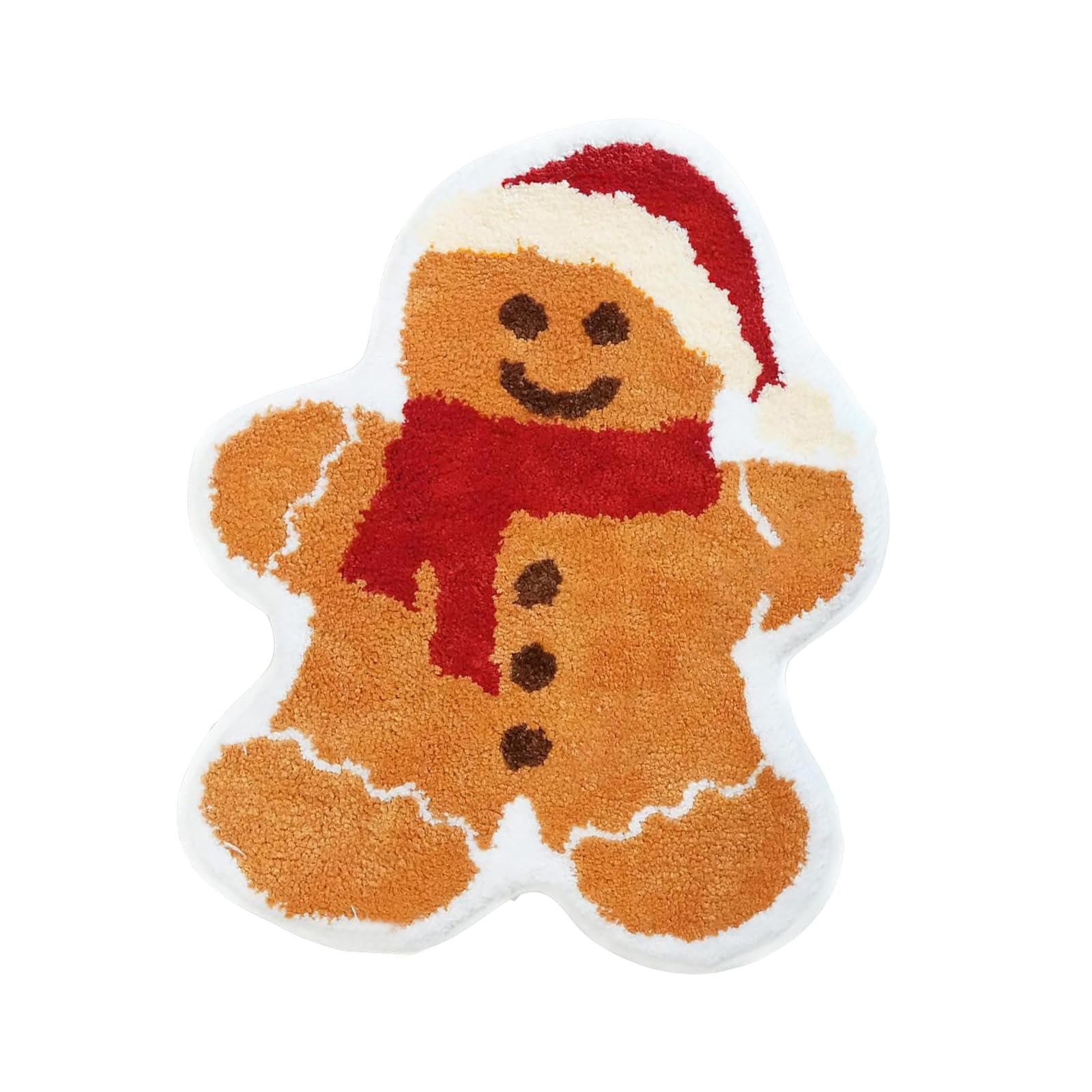 MSUIINT Christmas Gingerbread Man Rug, Non Slip Xmas Bath Rug, Cute Snowman Santa Clause Christmas Tree Bath Mat Winter Soft Absorbent Floor Mat for