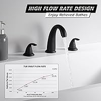 Vista 50 de Sumerain - Grifo de bañera romana de dos asas en níquel cepillado con válvula, alto flujo