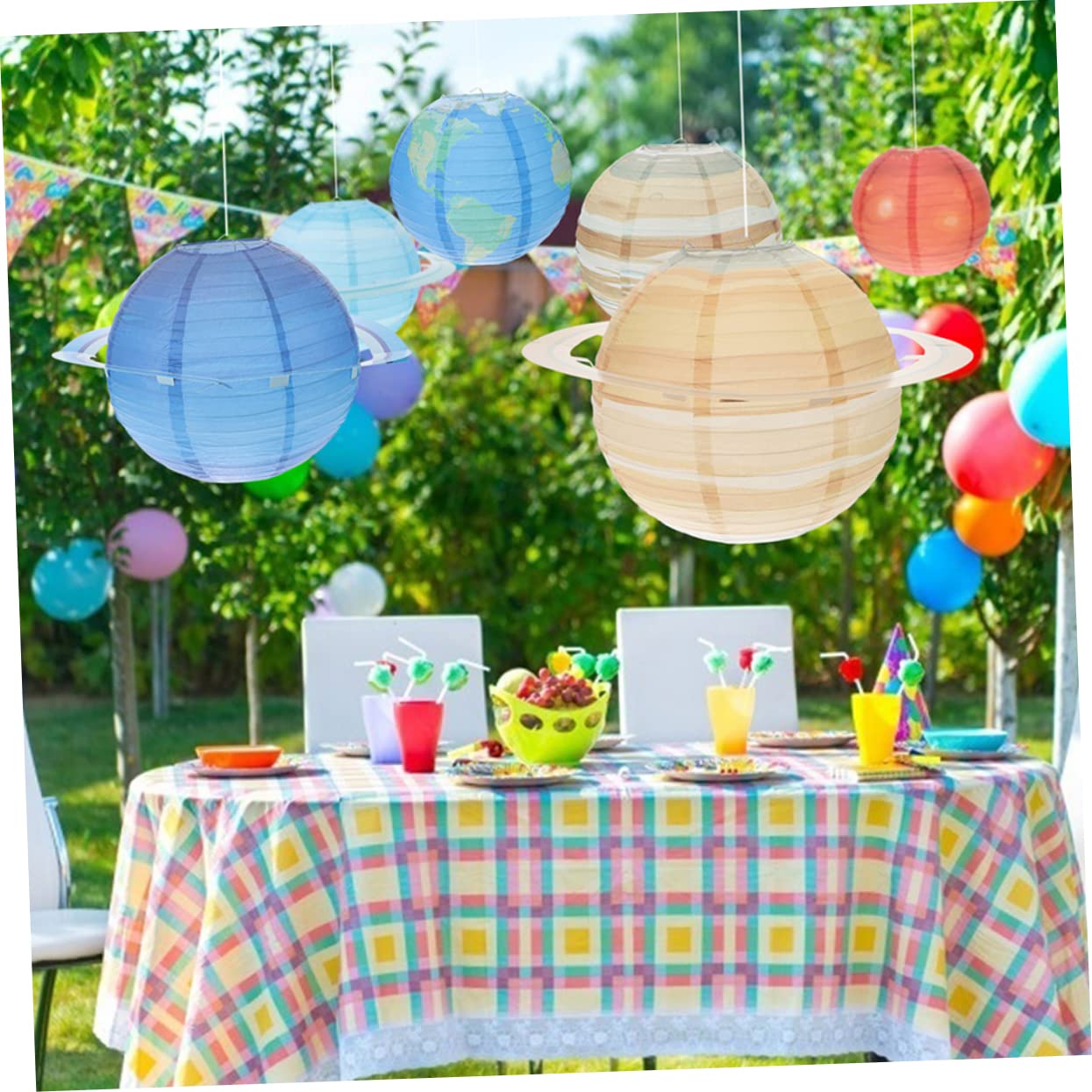 Cabilock 4 Sätze Teiliges Planeten Papierlaternen Hängend Weltraum Partydekoration Reißfestes Papier Solar System Thema Für Kindergeburtstag Kindergarten Wohnzimmer Moderne Deko 2 Stück * 4