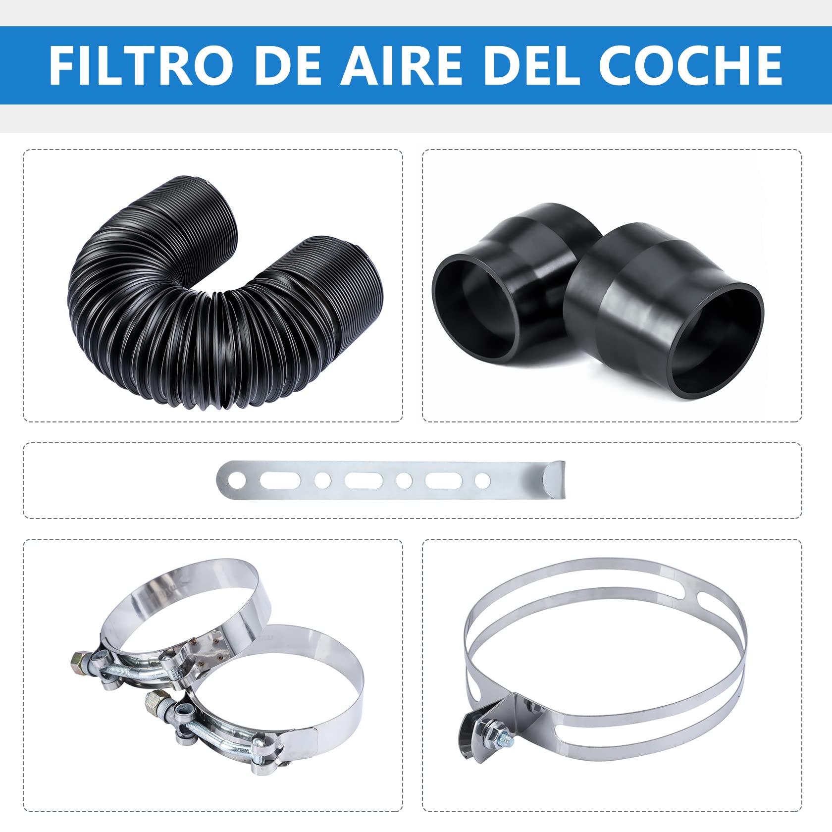 CarBole Filtro de Aire de Succión Kit 76mm | Manguera de succión dinámica de Fibra de Carbono, Incluido para Manguera de Inducción