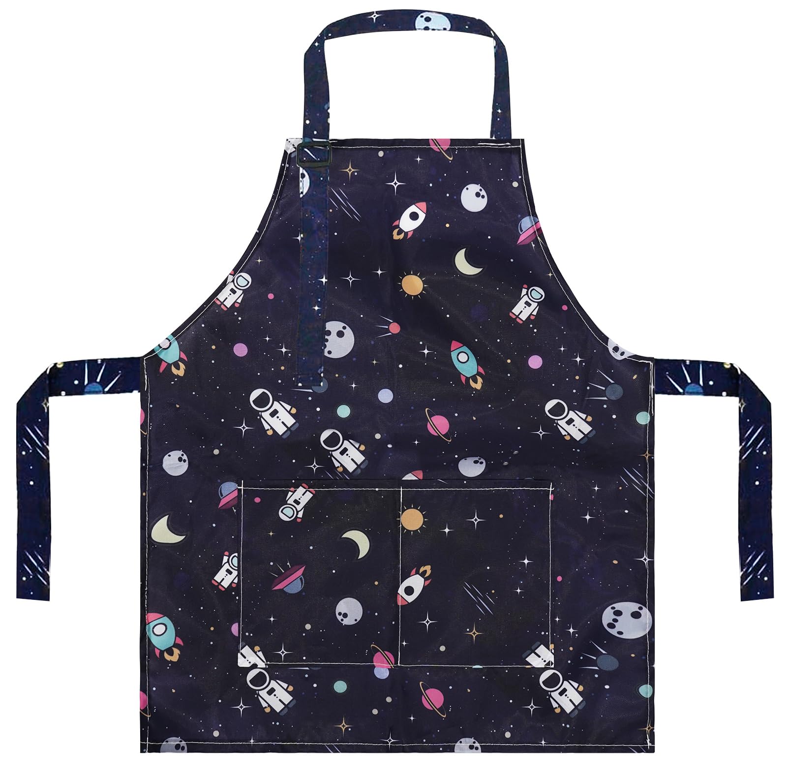 Liutufy Kids Aprons, Adjustable Cartoon Style Apron for Children Cooking Painting Gardening (Star Apron), Length 52cm/20.5in