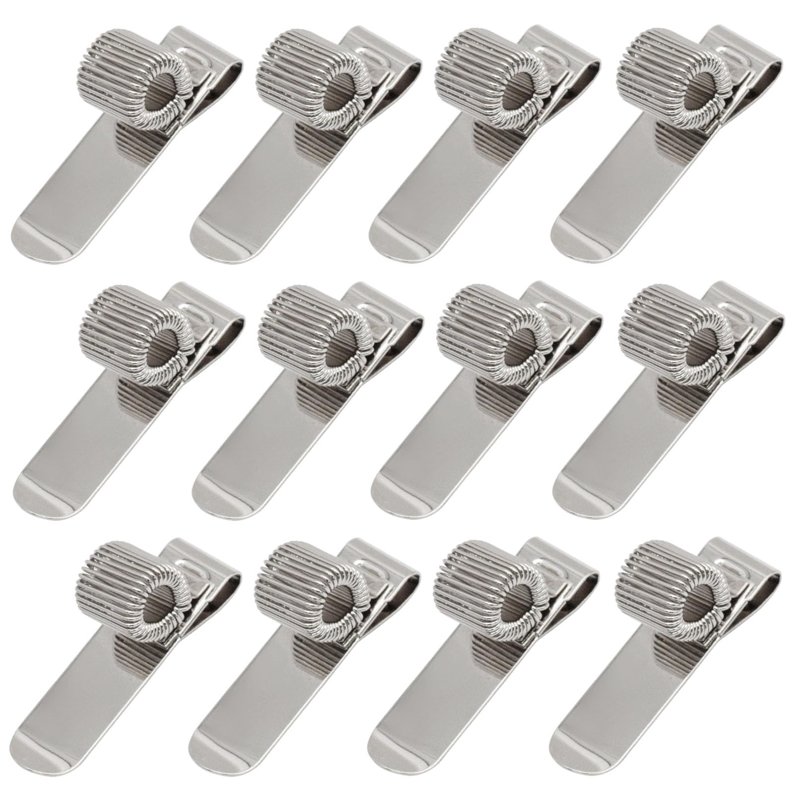Porte-stylo en métal réglable avec boucles à ressort pour bureau et carnet, lot de 12 argenté