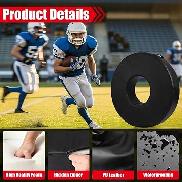 Football Tackle Wheel - Football Tackle Dummy Ring with Straps for Youth - High-Density Sponge and Waterproof PU Soccer Training Equipment for Blocking, Hitting Drills and Practice