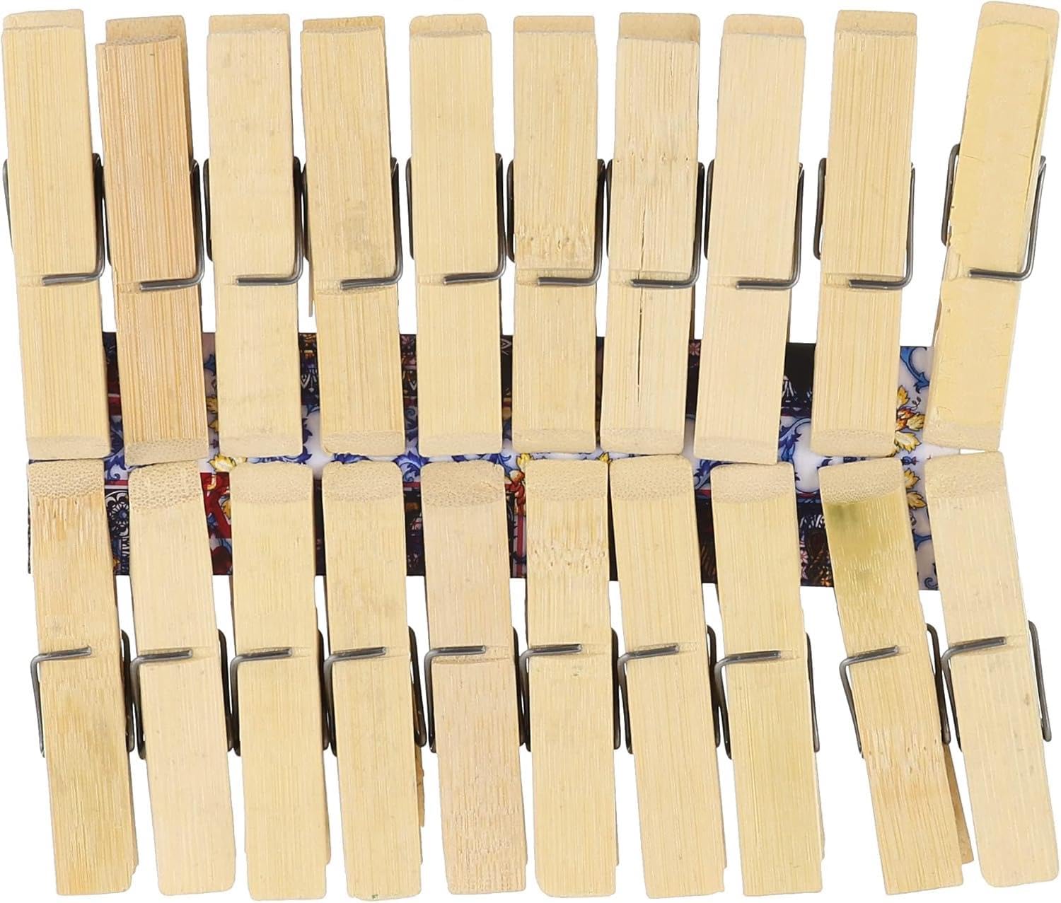 Wäscheklammern aus natürlichem Bambus, umweltfreundlich, 6,1 - 8,6 cm, mit rostbeständiger Feder für Handwerk, Haus und Garten, 40 Stück