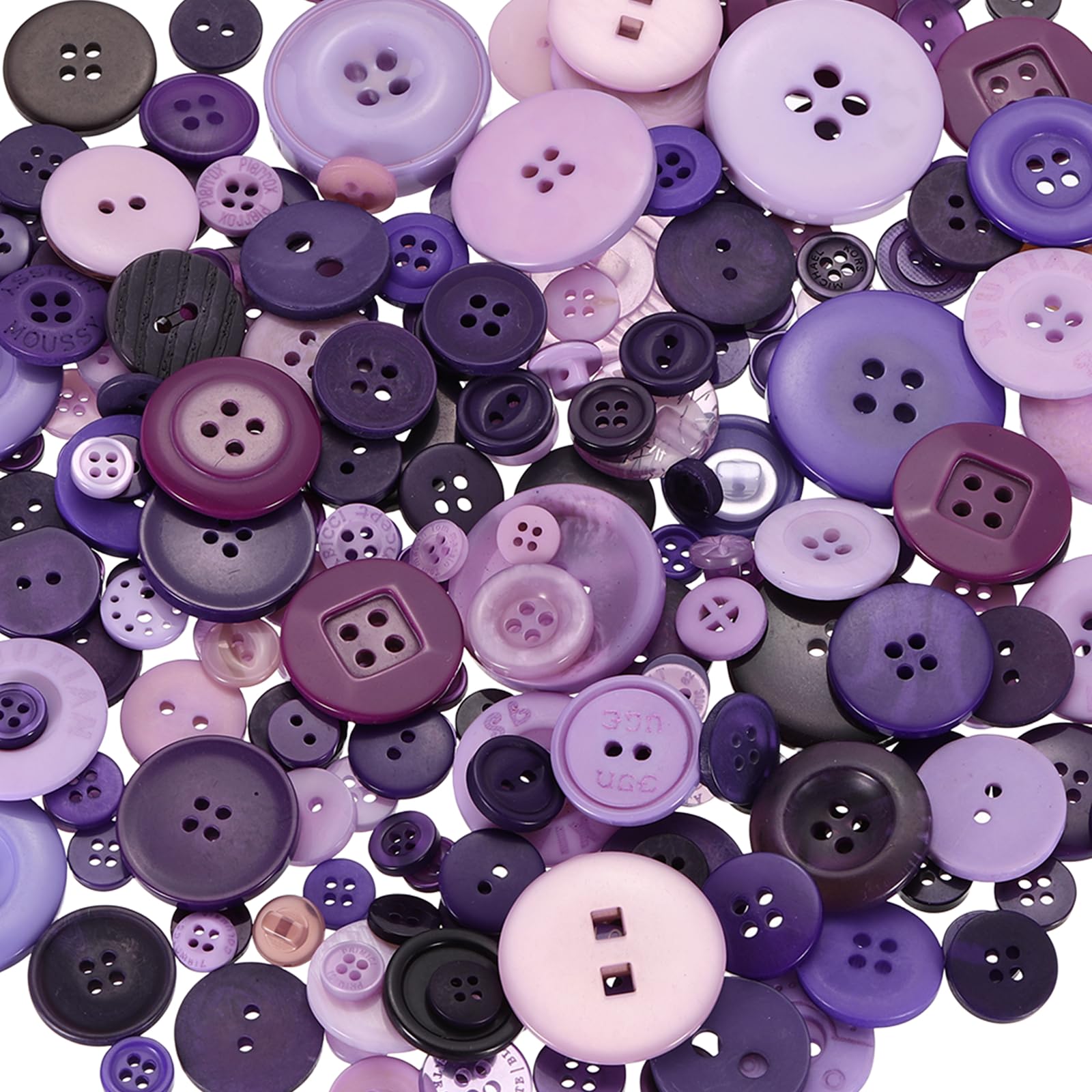 sourcing map About 300-350 Pcs Resin Buttons, Round Buttons Assorted Sizes for DIY Jewelry Sewing Handcraft Button Manual Painting Creative Projects(Purple)