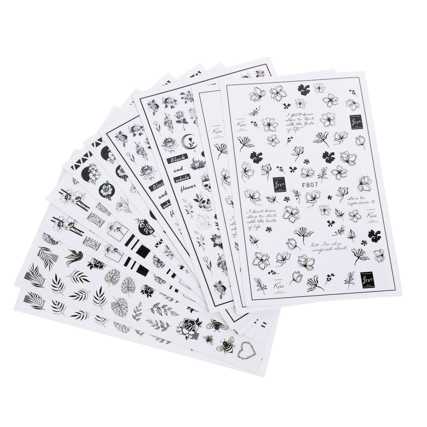 Healeved 40fogli Adesivi Per Unghie Con Fiori Decorazioni Nail Art Eleganti e Colorate Manicure Alla Moda Con Design Di Fiori e Cuori Stickers Per Unghie