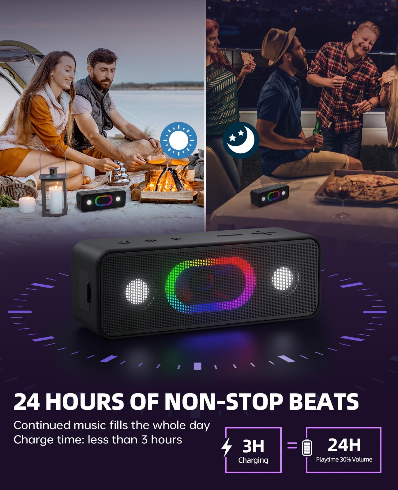 Image secondaire de Ortizan Enceinte Bluetooth Puissante avec Basses Profondes et Autonomie de 24 Heures