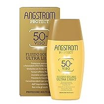 Angstrom Protect Fluido Solare Ultra Light Viso SPF 50+, Protezione Fotostabile UVA, UVB e Luce Blu, HEV, Con Acido Ialuronico, 40 ml