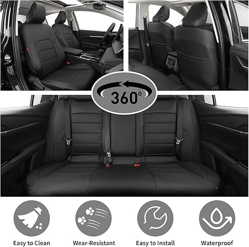 Miniatura 10 de EKR - Fundas de asiento para automóvil, de ajuste personalizado, no compatibles con híbridos, juego completo, de cuero (color beige)