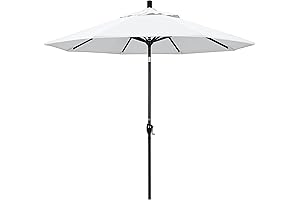 9ft Black Pole White Olefin Patio Umbrella