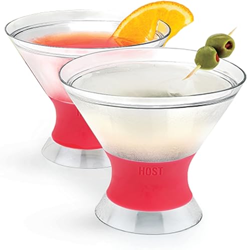 Miniatura 13 de HOST Freeze - Tazas de enfriamiento aisladas para Martini, juego de 2 vasos de cóctel de plástico con gel congelador de doble pared sin tallo, 9 oz