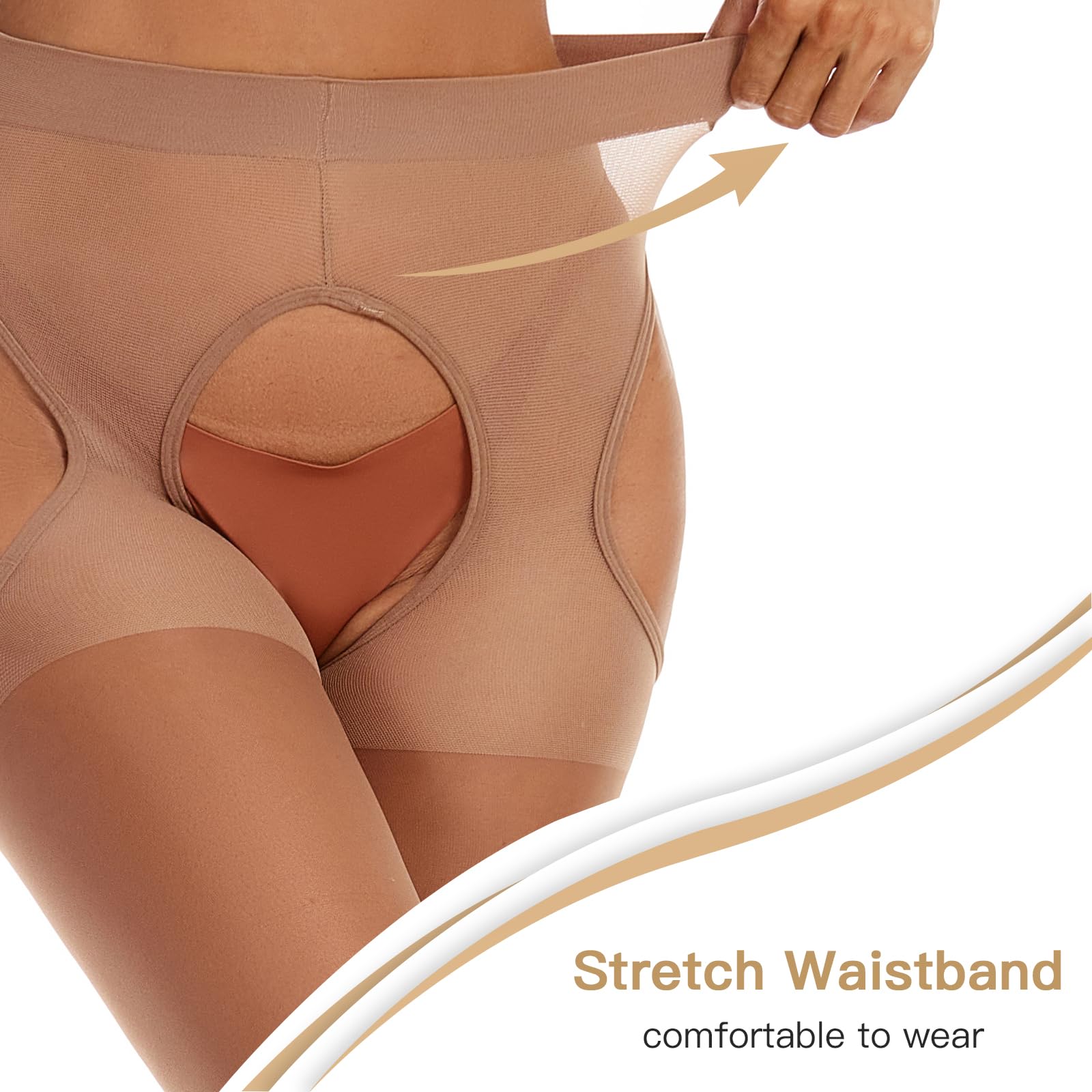 Yilanmy Suspender Tights for Women Garter Belt Tights High Waist Control Top Pantyhose Sheer Thigh High Stockings