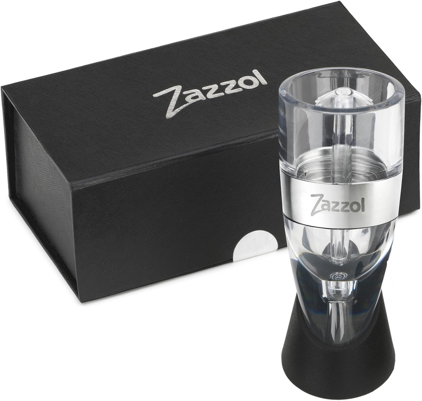 Zazzol Wine Aerator Decanter - Multi Stage Design with Gift Box - Recommended by Business Insider Luxury Aluminum Ring