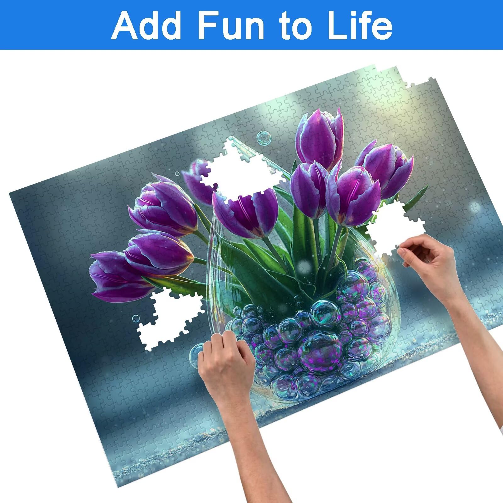 Puzzle 1500 Pièces Tulipe, Puzzle 1500 Pièces Adultes et Enfants, Puzzles Bois avec Une Boîte d'emballage Exquise, Jeu Éducatif Puzzles Fleur, Decoration Maison, Cadeau Femme, Cadeau Homme, -8659