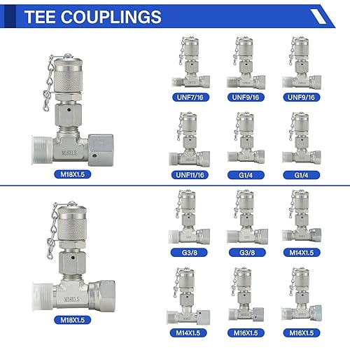 Miniatura 22 de MEASUREMAN Kit de acoplamiento de prueba de presión hidráulica para excavadora portátil, incluye 6 acoplamientos de prueba, 3 medidores de presión