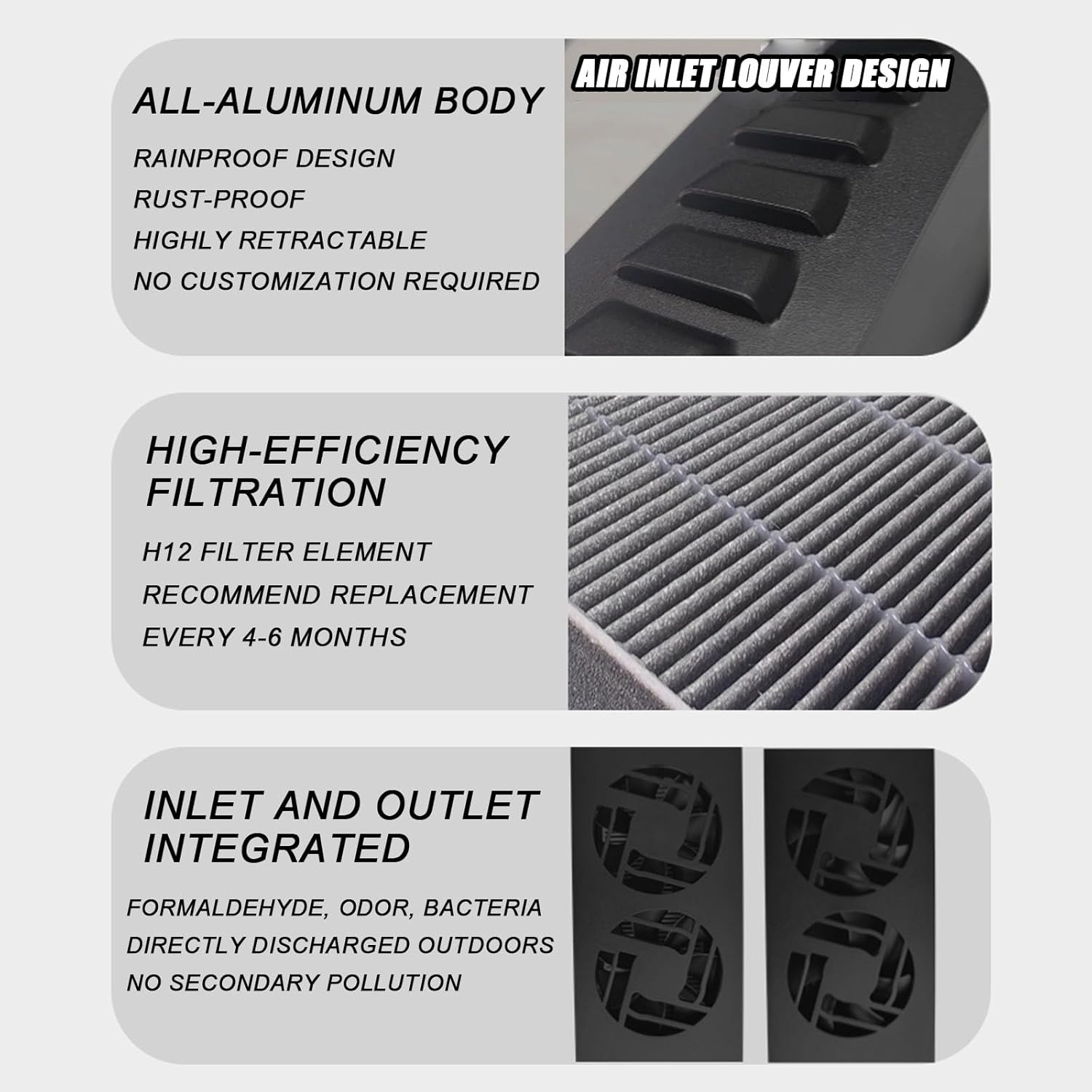 Window Exhaust Fan, Home Window Exhaust Fan, 6 Air Outlets (4 Air Intakes + 2 Exhausts), 10-wind Speed Adjustment, Retractable 80-144cm Optional, for Home, Kitchen, Bedroom & Office