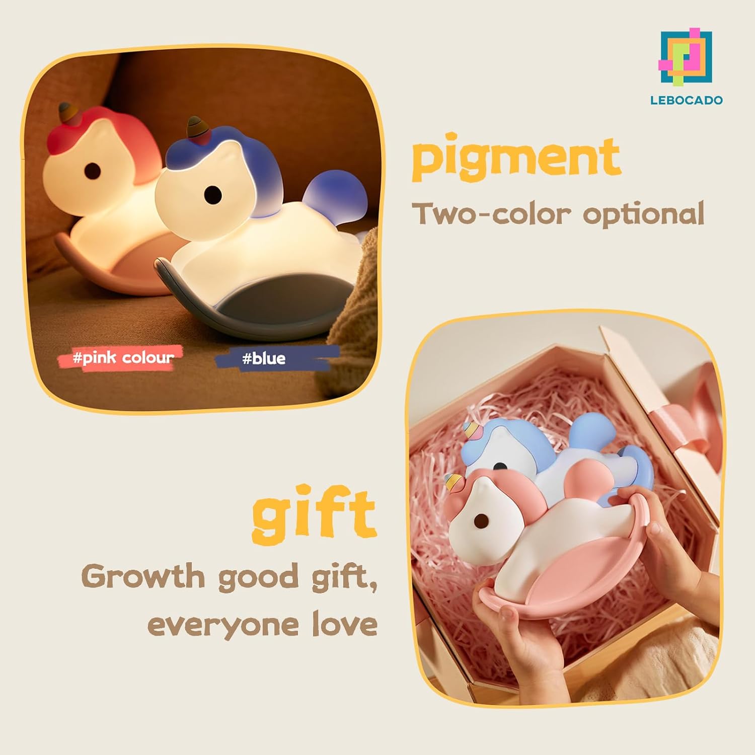 Cute Rocking Horse Night Light for Kids -Silicone Rechargeable LED Nursery Lamp, Adjustable Lighting, auto-shutoff Timer, Gentle Glow for Girls and Boys, Perfect Bedside Companion -Blue