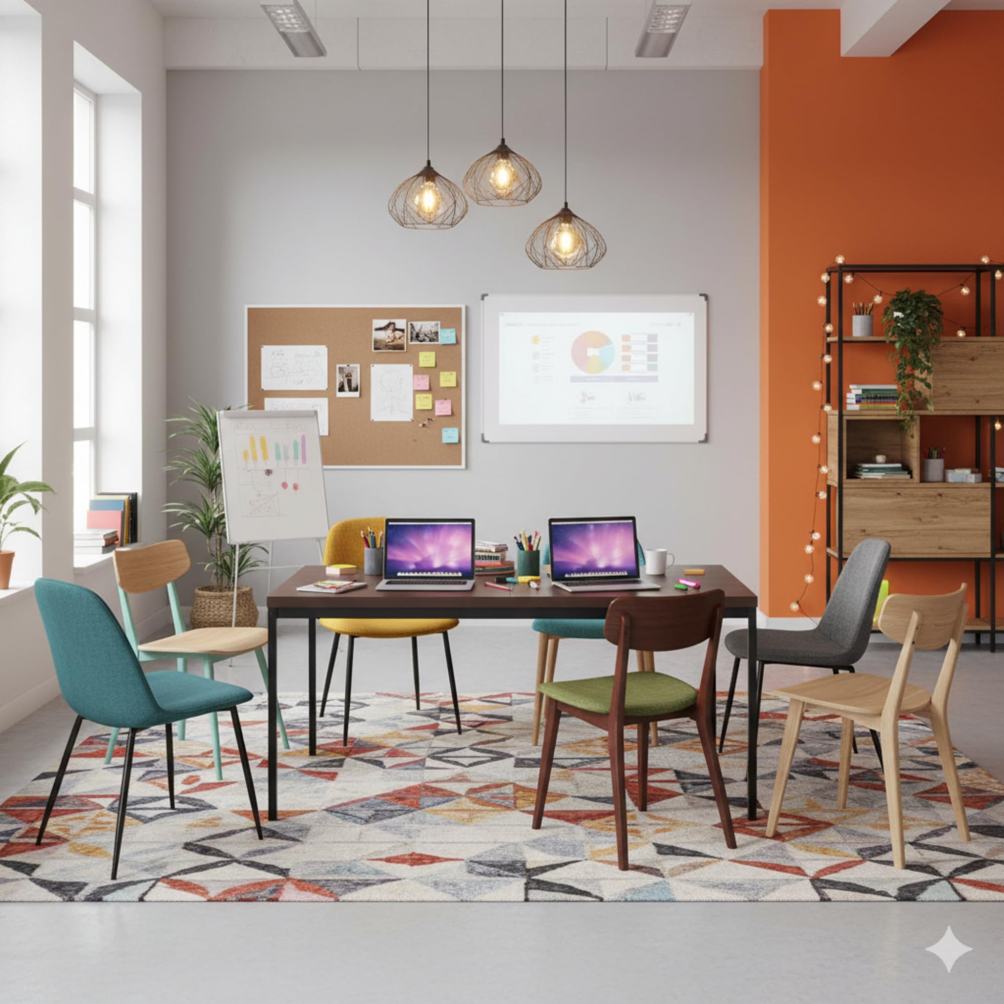 HOMYLIN Rechteckiger Konferenztisch mit Walunt-Holz-Laminatplatte und Metallrahmen, moderner Bürotisch für 4–6 Personen, Braun
