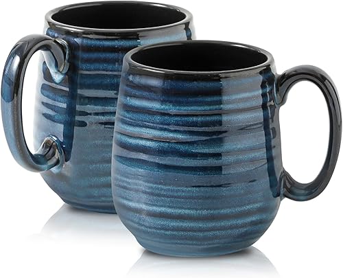 Miniatura 8 de glowworm Juego de 6 tazas de café de 16 onzas con asa, tazas de café de cerámica, tazas de café para mujeres y hombres, regalo del día de la madre,