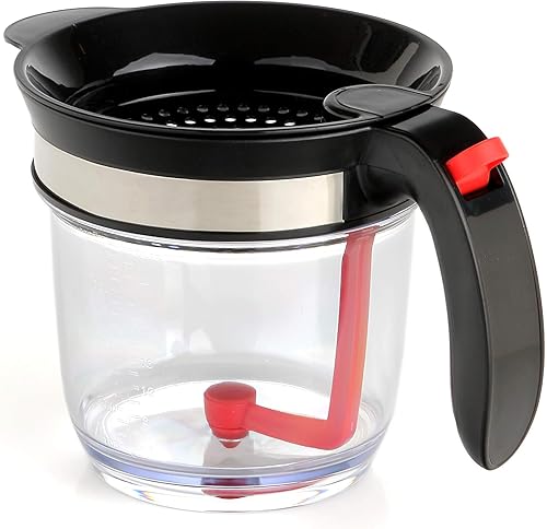 Separador de grasa con fácil liberación inferior, separador de salsa de grasa de 4 tazas con colador, hace caldo sin grasa para salsa, sopas y