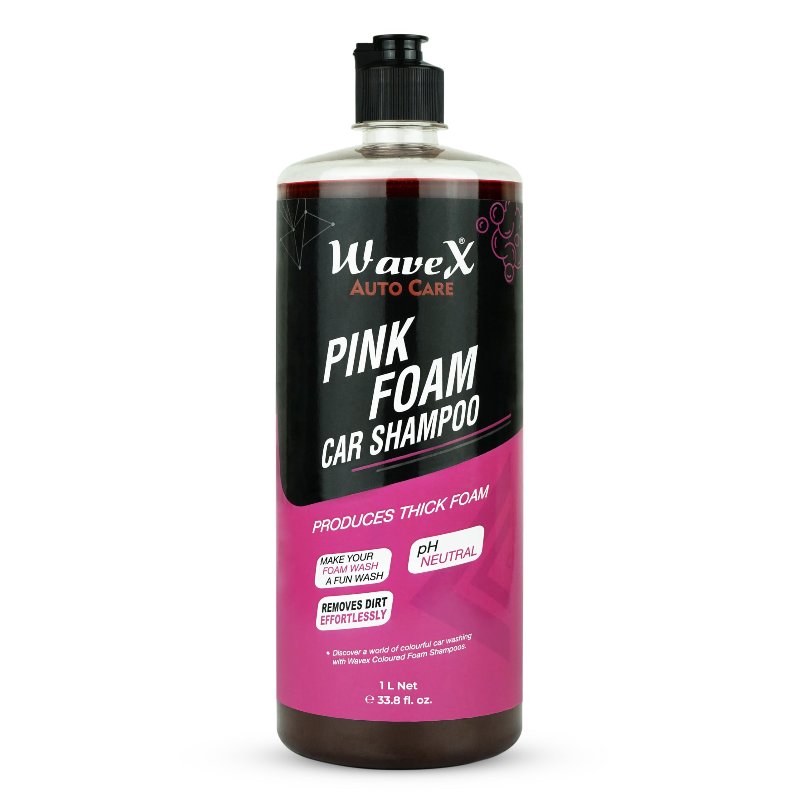 WaveX Colour Foam Car Shampoo (1L) | Produces Thick Pink Colour Foam-image-9