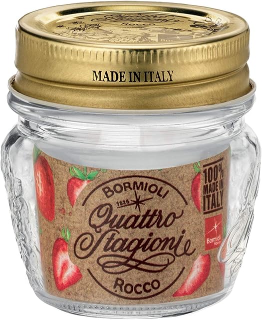 Bormioli Rocco - Glass Jam Jars, Set of 12 Food Preserve Jars with Airtight Screw Lids from Quattro Stagioni, Food Storage, 80ml x 12 Jars