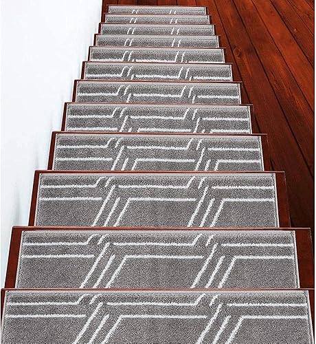 Miniatura 2 de SussexHome Peldaños de escalera, tiras de alfombra 100% polipropileno para escaleras interiores, fáciles de instalar con doble cinta adhesiva,
